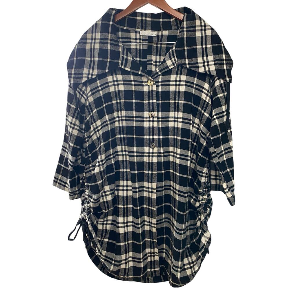 bryn Walker Black and White Plaid Tunic